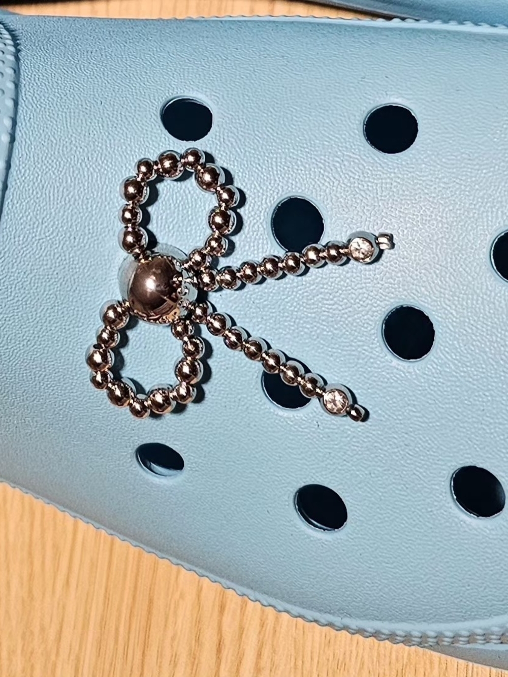 Two Silver Beaded Crocs Jibbitz - Picture 3 of 4